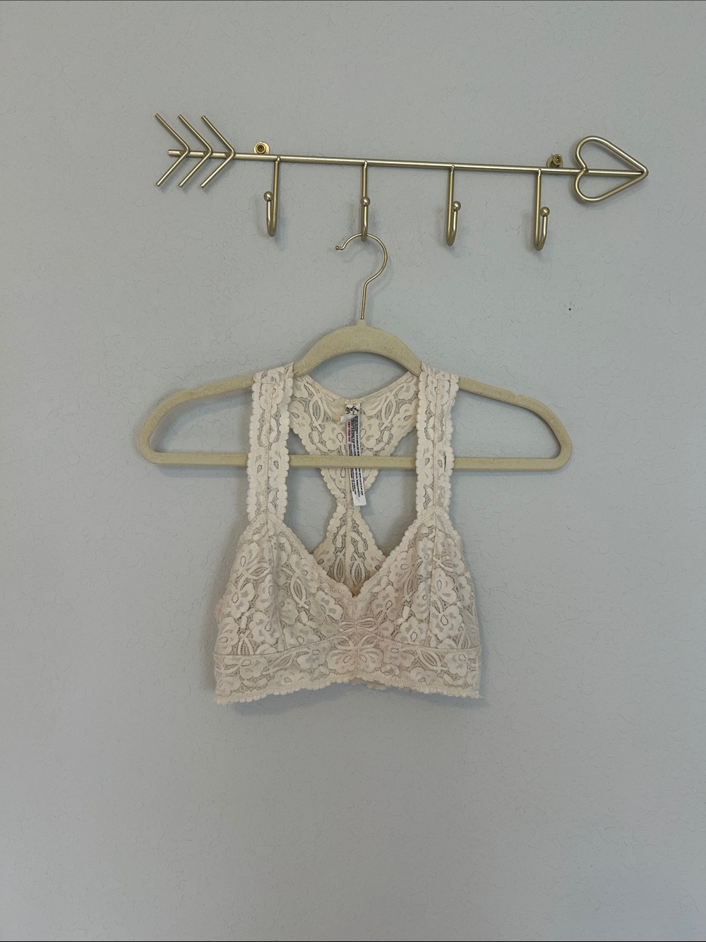 Free People Galloon Lace Racerback Bralette Ivory Cream Size S Boho